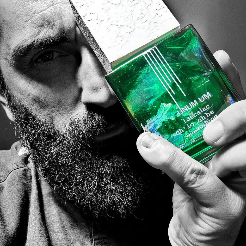 Man holding a green book with a blurred face