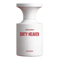 White perfume bottle labeled 'Dirty Heaven' on a white background