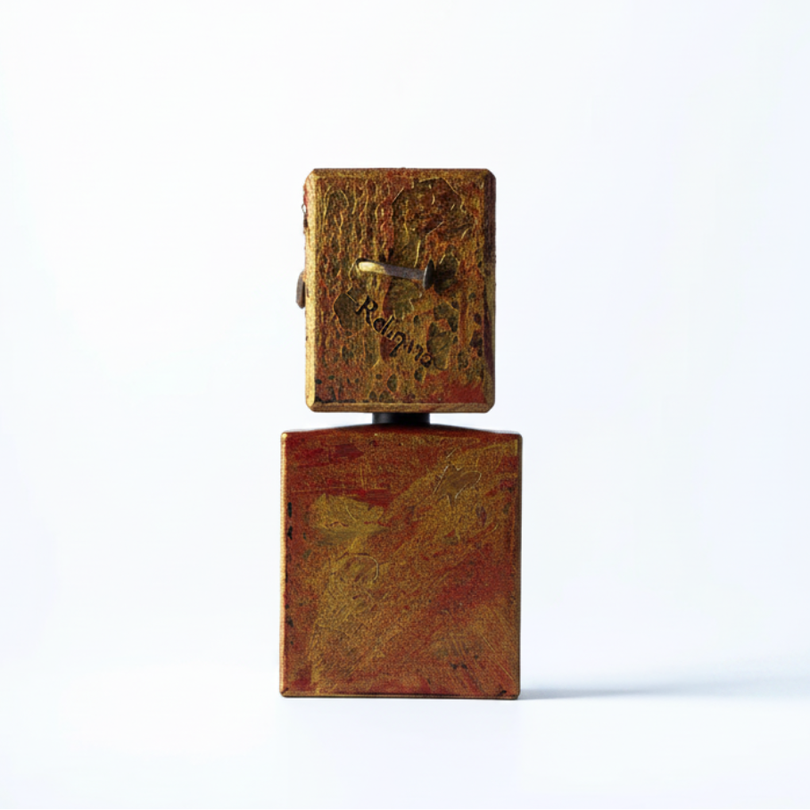 Small wooden sculpture on a white background