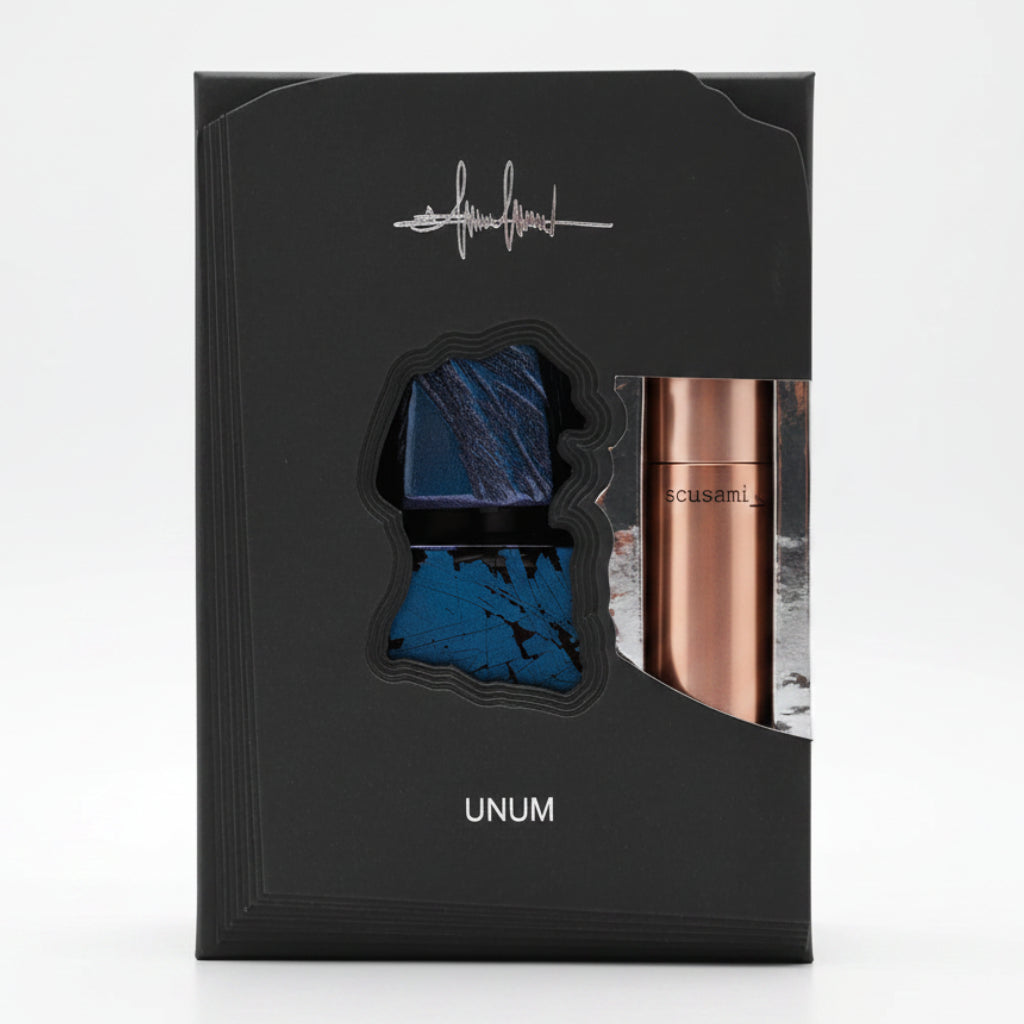 Black packaging with 'UNUM' branding and a heart rate monitor design on a white background